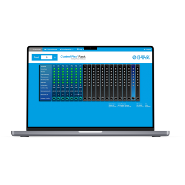 Die Grafische Benutzeroberfläche des RCI11 visualisiert den Systemaufbau und ermöglicht Überwachen und manuelles Schalten der Sicherungsautomaten.